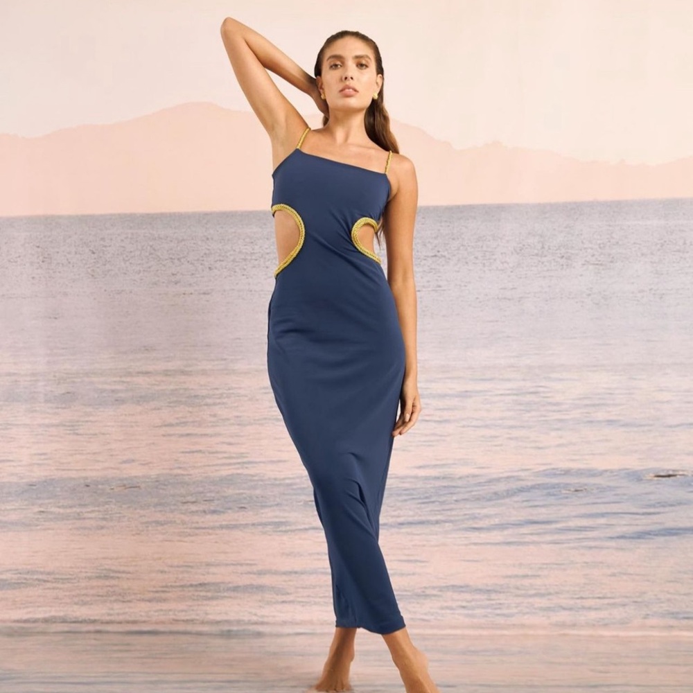 Colombian Design Blue Cut-Out Dress